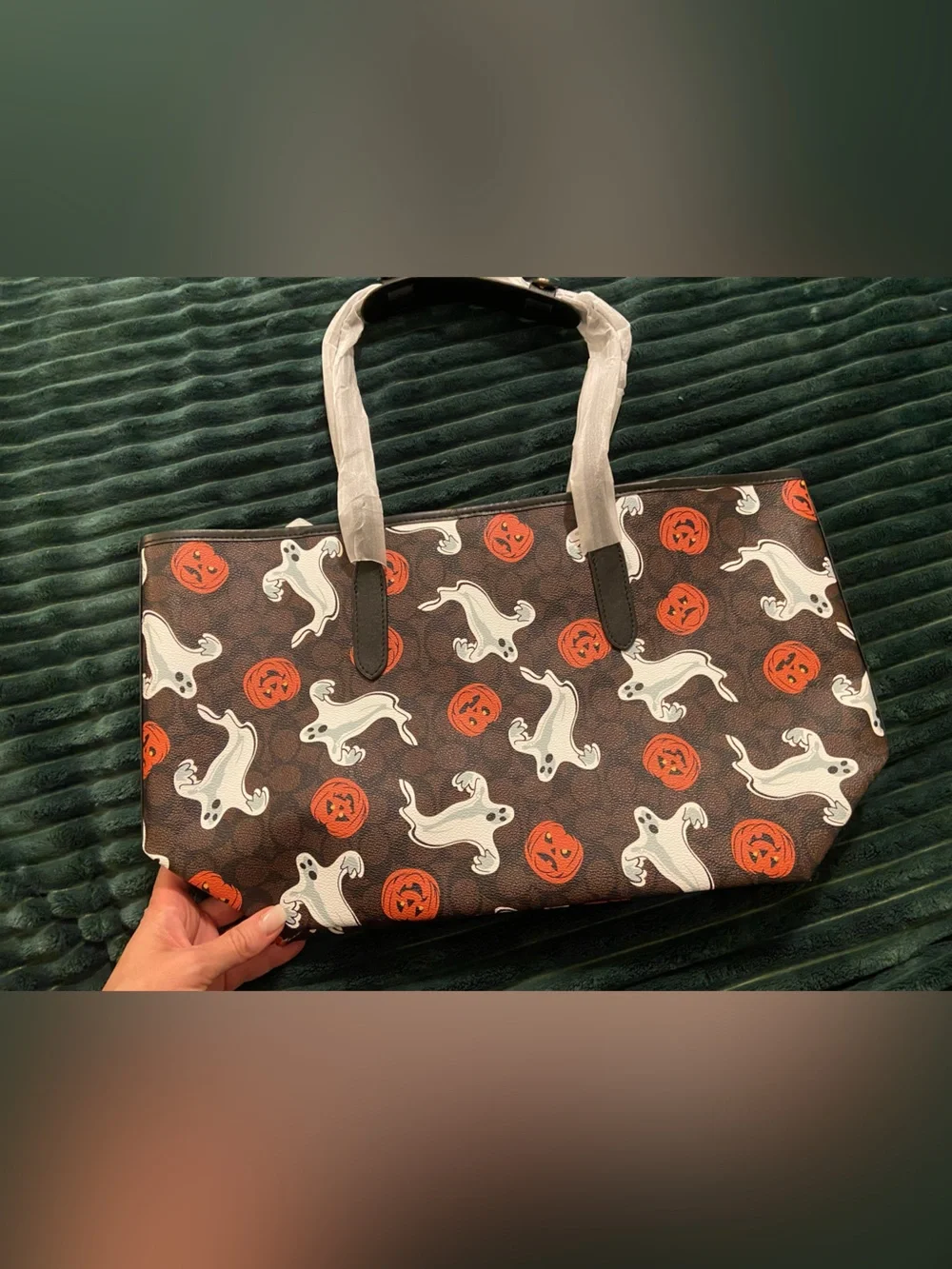 Coach Brown Halloween Ghost & Pumpkin Tote